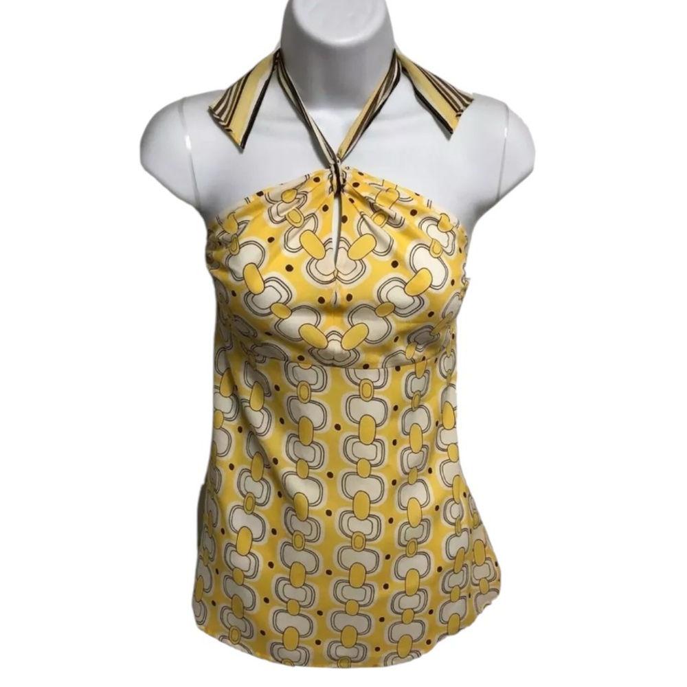 ANN TAYLOR LOFT Halter Top Side Zip Yellow Lightweight Lined size 4